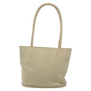 GUCCI Shoulder Bag Suede Beige Gold Auth BA1297